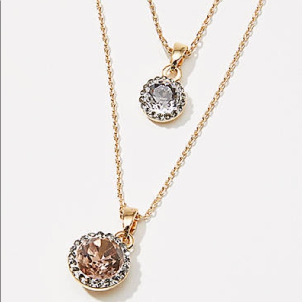 LOFT Layered Sparkle Delicate Necklace Set Gold